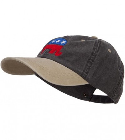 Baseball Caps Republican Elephant USA Embroidered Two Tone Cap - Black Khaki - CD124YMI5C1