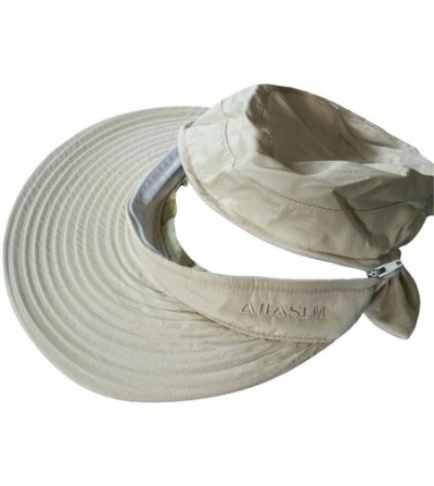 Sun Hats Womens Casual Wide Brim 2in1 UV Traveler Summer Golf Sun Hat - Off White - CO11HIOBN8B