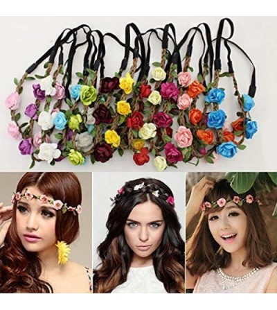 Headbands Hippie Love Flower Garland Crown Festival Wedding Hair Wreath BOHO Floral Headband - Yellow - CP11MM4OIBV