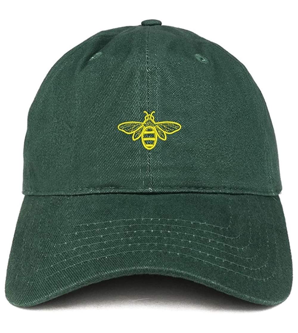 Baseball Caps Bee Embroidered Brushed Cotton Dad Hat Cap - Hunter - CV185HNESE0