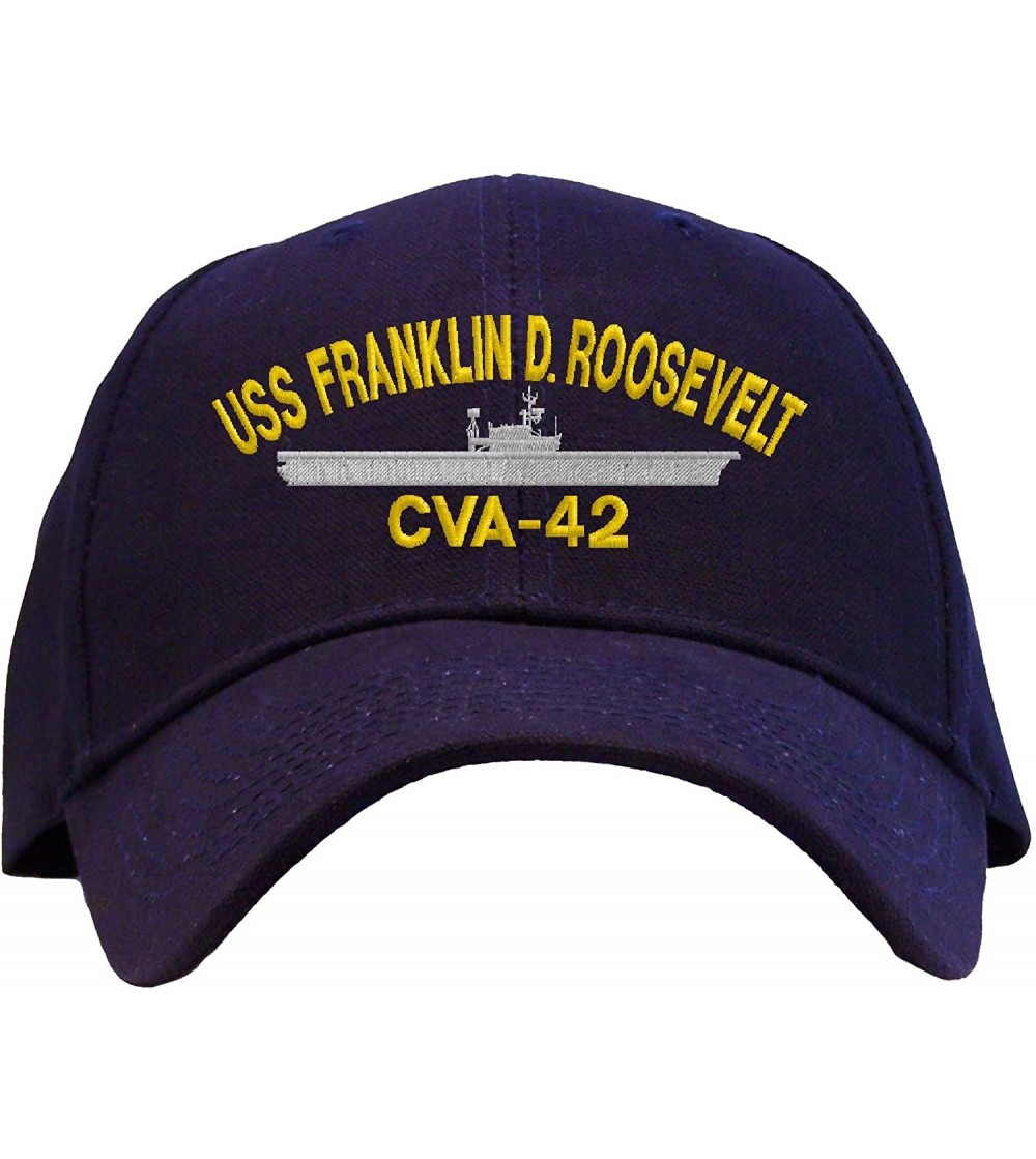 Baseball Caps USS Franklin D. Roosevelt CVA-42 Embroidered Baseball Cap - Navy Blue - CJ11IAWFD4J