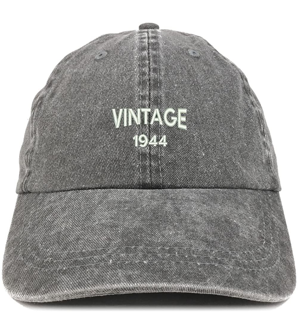 Baseball Caps Small Vintage 1944 Embroidered 76th Birthday Washed Pigment Dyed Cap - Black - CL18C6O2393