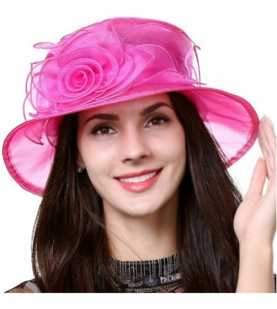 Sun Hats Women Floral Wedding Dress Tea Party Derby Racing Hat - Rose - CG182LRWUWI