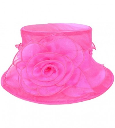 Sun Hats Women Floral Wedding Dress Tea Party Derby Racing Hat - Rose - CG182LRWUWI