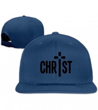 Baseball Caps Christian Jesus Cross 2 Snapback Hats Adjustable Cotton Flat Bill Baseball Caps Mens - Navy - CB196XQ49UD