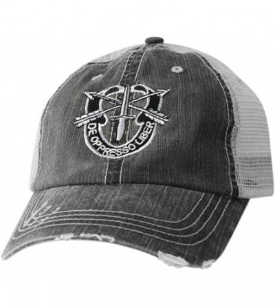 Baseball Caps Special Forces Hat-Distressed Black Mesh Ball Cap - CG18EQ4TRK2