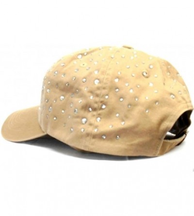 Baseball Caps Baseball Cap with Scattered Rhinestones (Khaki) - CF11KL38QBD