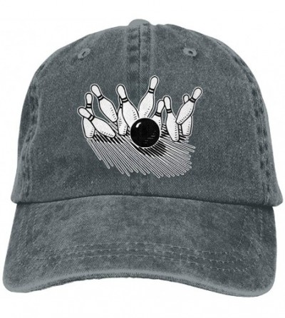Baseball Caps Unisex Baseball Cap Cotton Denim Hat Bowling Ball Striking Bowling Pin Adjustable Snapback Sun Hat - Asphalt - ...