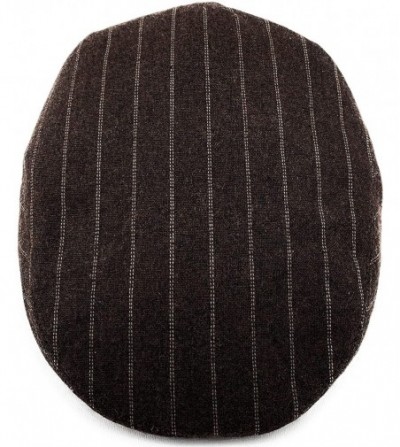 Newsboy Caps Classic Men's Flat Hat Wool Newsboy Herringbone Tweed Driving Cap - Brown Stripe - CS19448Z97M