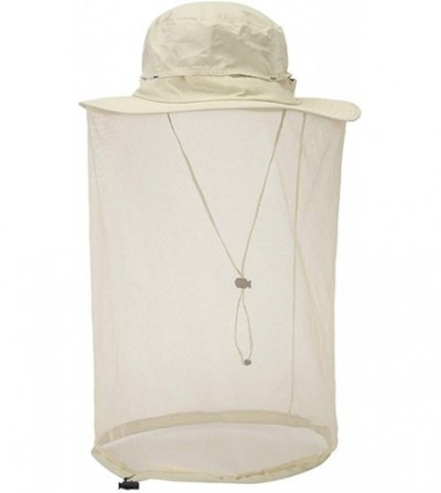 Sun Hats Outdoor Mosquito Net Hat- Safari Sun Bucket Hat with Hidden Net Mesh - Beige - CB18QHO7OG9