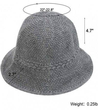 Bucket Hats Winter Bucket Hat- Women's Warm Knitted Hats Cloche Bucket Hat Knitted Wool Blend Foldable Hat for Women - C118XX...