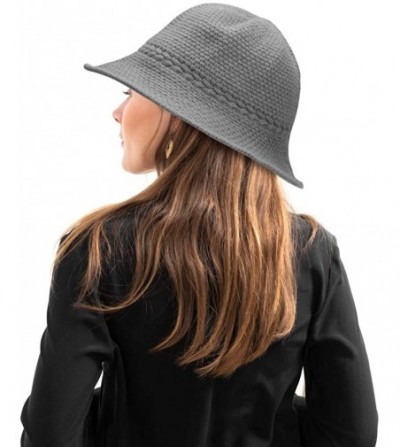Bucket Hats Winter Bucket Hat- Women's Warm Knitted Hats Cloche Bucket Hat Knitted Wool Blend Foldable Hat for Women - C118XX...