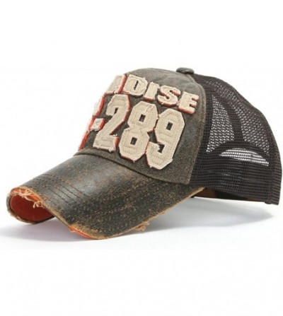 Baseball Caps Distressed Vintage Mesh Baseball Cap Snapback Trucker Hat - Dark Brown - C21192Q1YI7
