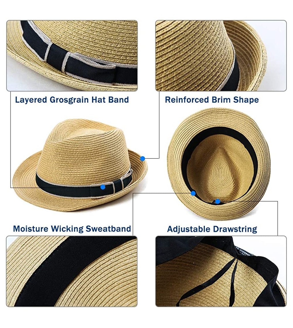 Packable Straw Fedora Panama Sun Summer Beach Hat Cuban Trilby Men ...