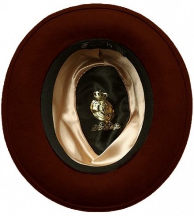 Fedoras Mens Godfather Milano Wool Felt Fedora Grosgrain Band Center Winter Hat - A Burgundy - CE18LHNLD7S