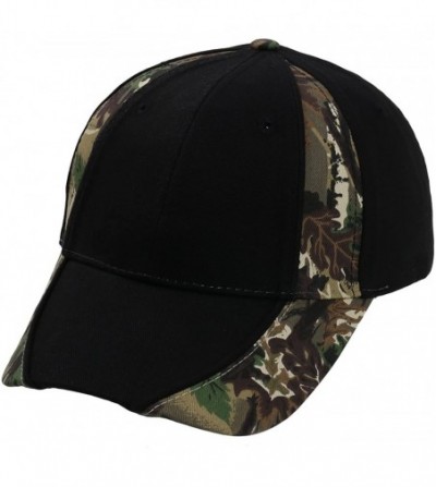 Baseball Caps Camoflage Piping Design Brushed Cotton Twill Low Profile Pro Style Cap Hat - Black/Green Camo - CI11NBRS6BL