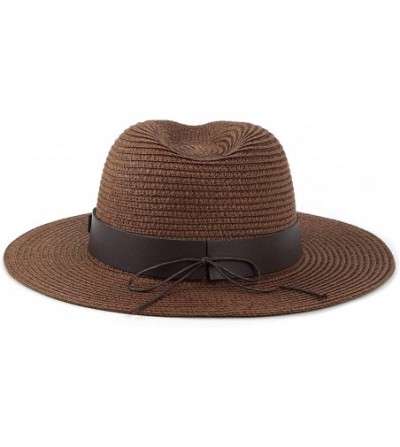 Fedoras Summer Fedora Straw Panama Hat Roll up Straw Beach Sun Hat Sun Protection UPF50+ - B-brown - CS18ULGENLK