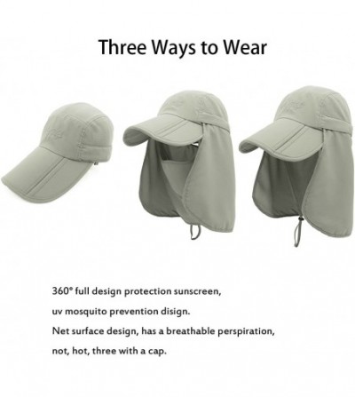 Sun Hats Neck Face Flap Outdoor Cap UV Protection Sun Hats Fishing Hat Quick-Drying UPF50+ - Light Grey - C517Z3ZEDUK