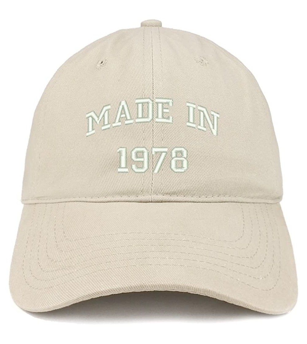 Baseball Caps Made in 1978 Text Embroidered 42nd Birthday Brushed Cotton Cap - Stone - C318C9Y7RQR