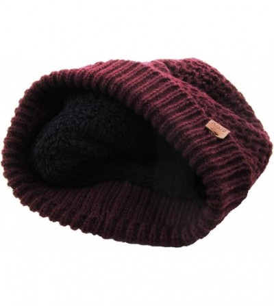 Skullies & Beanies Men Women Knit Winter Warmers Hat Daily Slouchy Hats Beanie Skull Cap - 2.2) Very Warm Maroon - CV185UL0063
