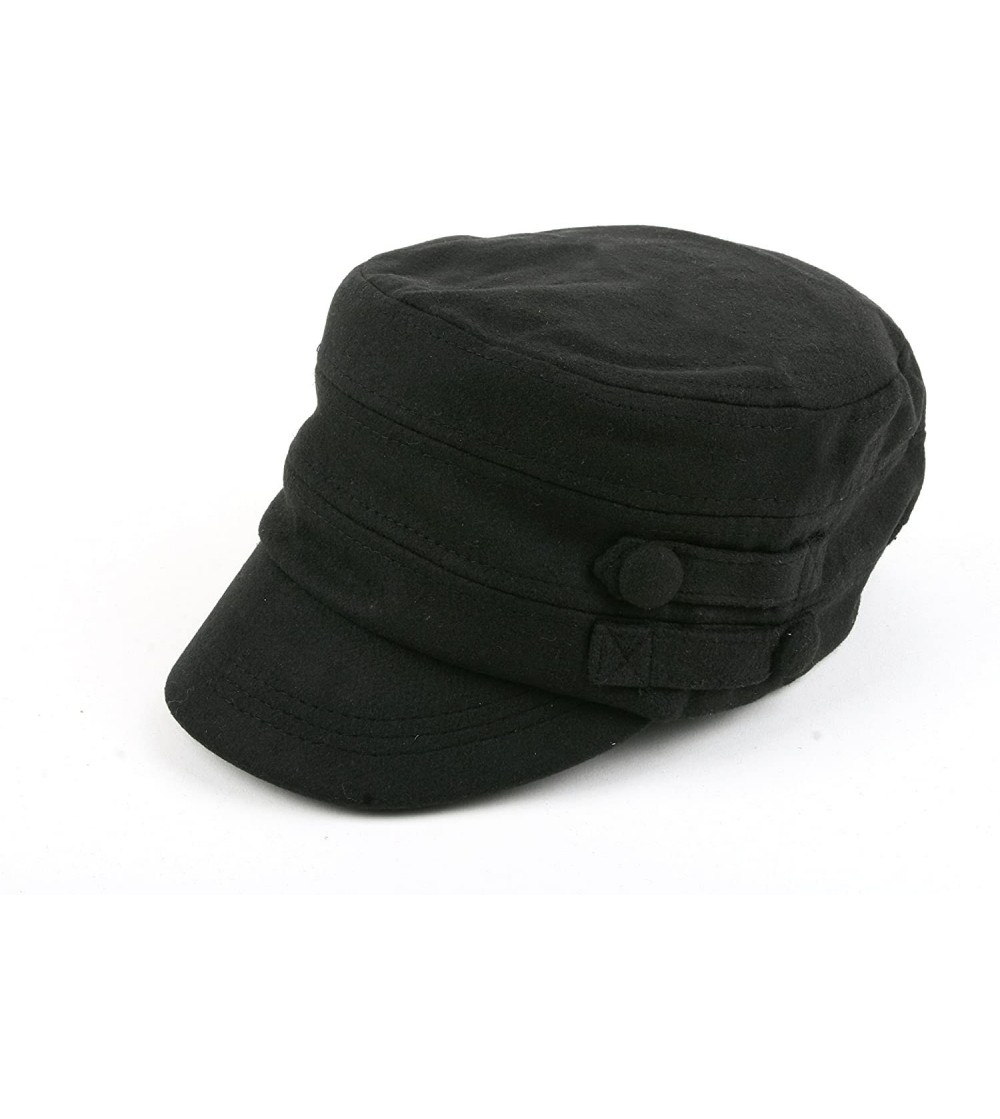 Newsboy Caps Women's Military Cadet Style Winter Hat P241 - Black - CI126KCE3Z1