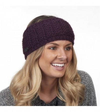 Cold Weather Headbands Women's Shay Fleece Lined Wide Knit Headband - Blackberry - CO186SE8600