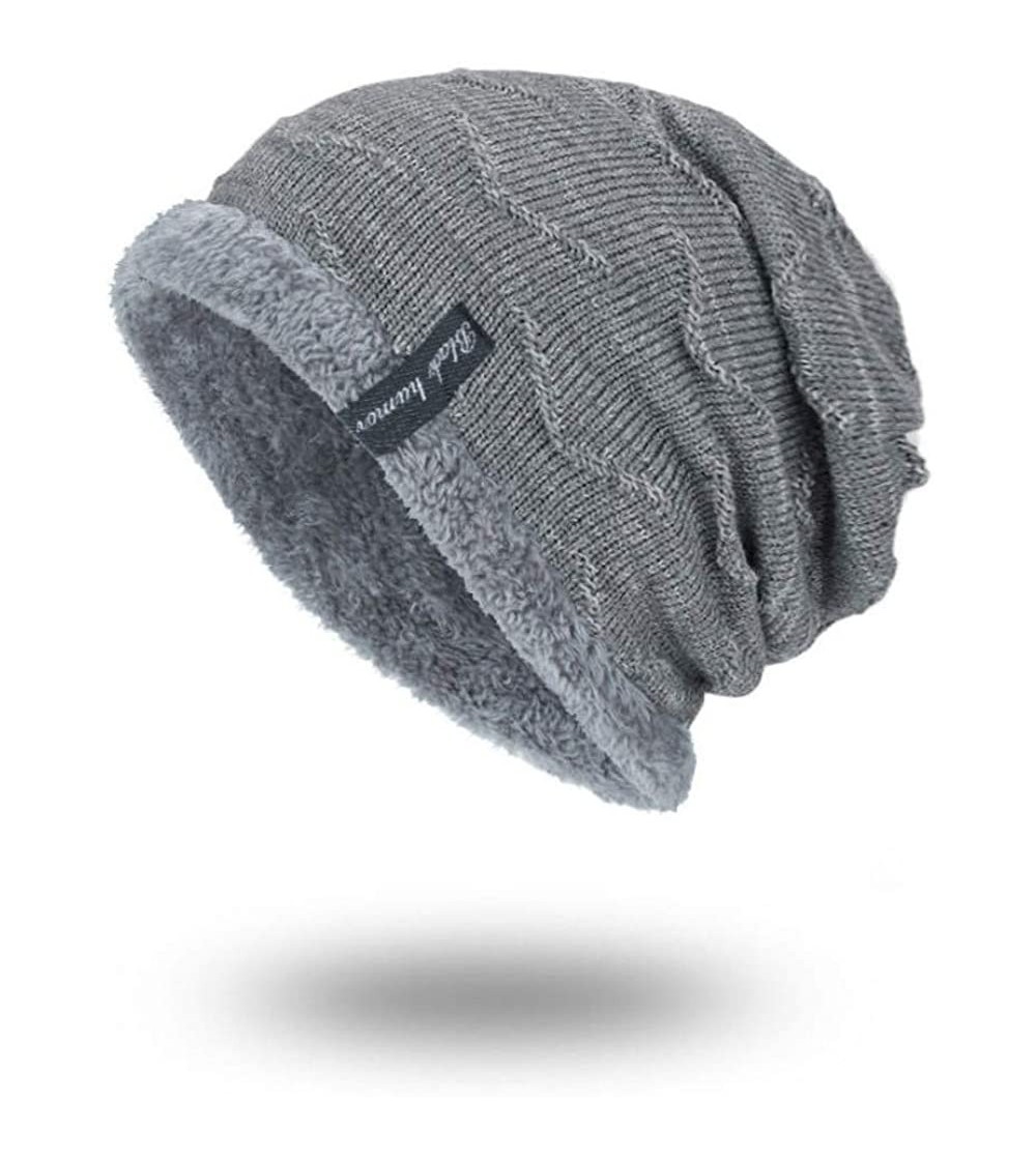 Skullies & Beanies Unisex Knit Cap Women Hedging Head Hat Beanie Cap Warm Outdoor Fashion Acrylic Hat - Gray - CO18HSWNMTY