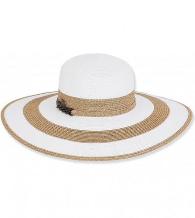 Sun Hats Women's Chic Wide Brim Floppy Sun Hat 1582 - B. White - CC12FUR0KX1