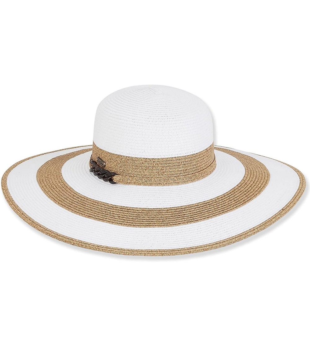 Sun Hats Women's Chic Wide Brim Floppy Sun Hat 1582 - B. White - CC12FUR0KX1