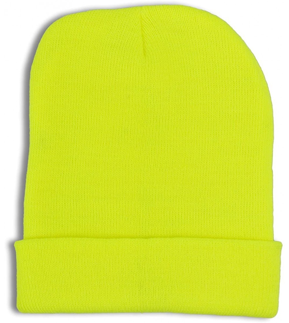 Skullies & Beanies Long Cuff Beanie Cap - Neon Yellow - CN11GFNLFB1