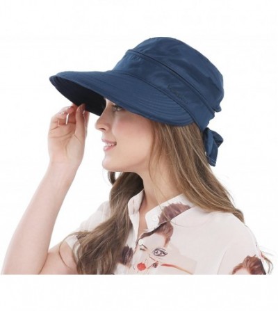 Sun Hats Wide Large Brim Sun Hat Summer UV Protection Thin Hat 2 in 1 Beach Sun Hat - Navy - CM12B7UNFR3