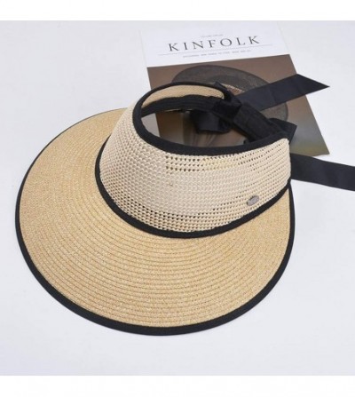 Sun Hats Straw Hats Sun Hats Beach Hats for Women New Trend Summer UPF 50+ UV Wide Brim Summer Travel Hat - Beige - CG1962XAZO3