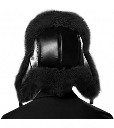 Bomber Hats Men Faux Fur Trapper Hat Winter Warm Ushanka Russian Trooper Hat Hunting Hat - Faux Fur Black - CP194GDGHRX
