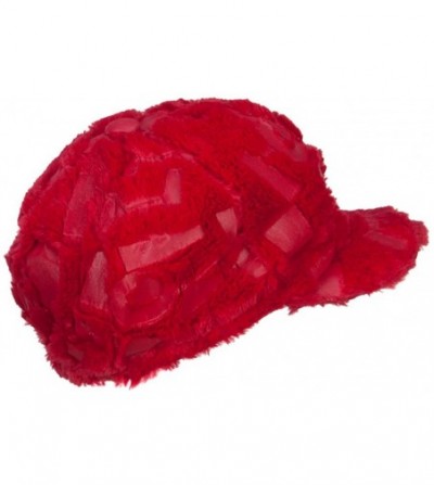 Newsboy Caps Soft Fur Patttern Newsboy Hat - Red - CB12HV9QPJ9