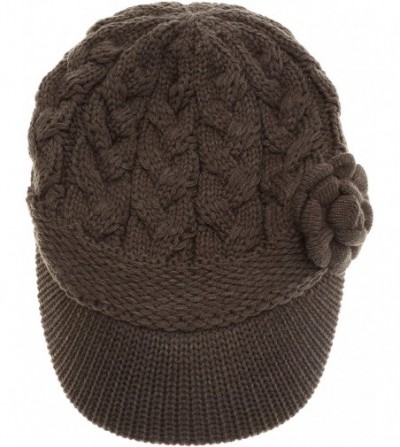 Skullies & Beanies Women's Knitted Newsboy Hat Double Layer Visor Beanie Cap with Soft Warm Fleece Lining - C218YW82SR8