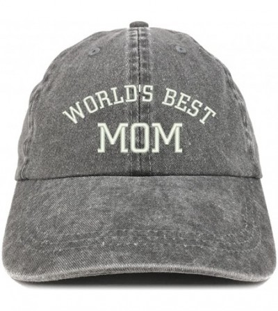 Baseball Caps World's Best Mom Embroidered Pigment Dyed Low Profile Cotton Cap - Black - C812GPQYCCB