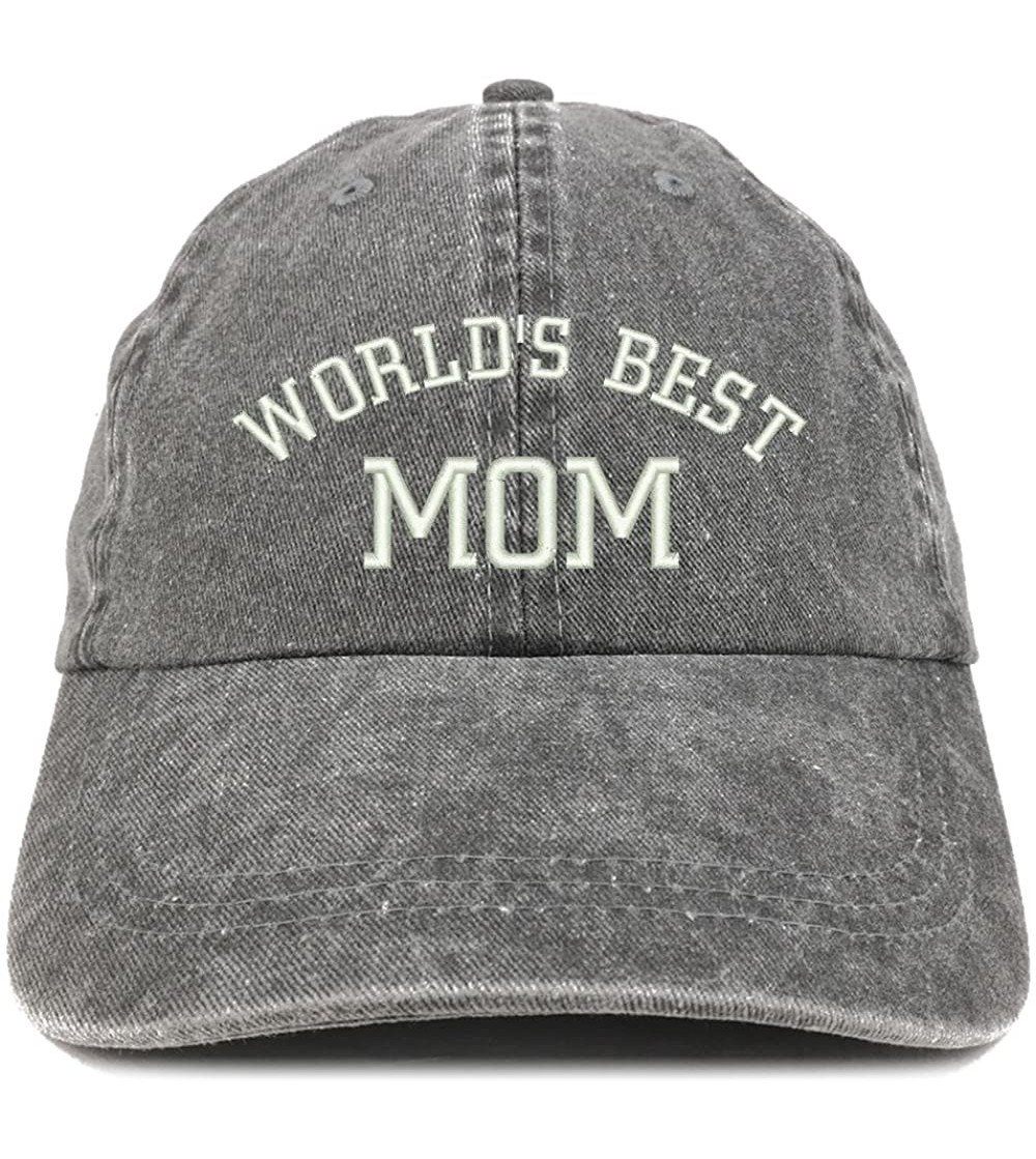 Baseball Caps World's Best Mom Embroidered Pigment Dyed Low Profile Cotton Cap - Black - C812GPQYCCB