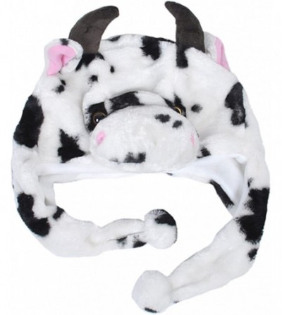 Skullies & Beanies Plush Faux Fur Animal Critter Hat Cap - Soft Warm Winter Headwear (Wolf) - Short Cow - CW11QQCYJV9