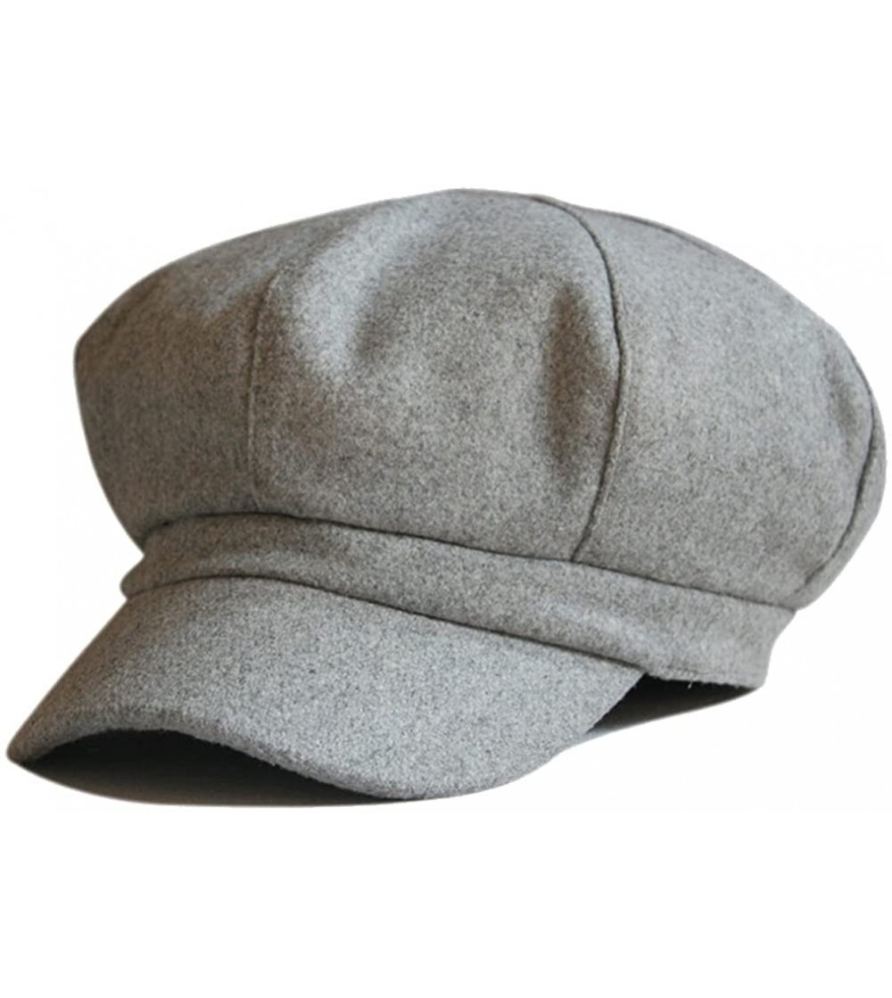 Newsboy Caps Women's Wool Fedora Newsboy Hat Winter Cloth Cap Outdoor Heat - Grey - C9120WBV1TR