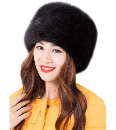 Skullies & Beanies Faux Fur Warm Hat for Women Russian Cossack Style Winter - Black - CT128TE9LJB