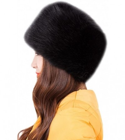 Skullies & Beanies Faux Fur Warm Hat for Women Russian Cossack Style Winter - Black - CT128TE9LJB