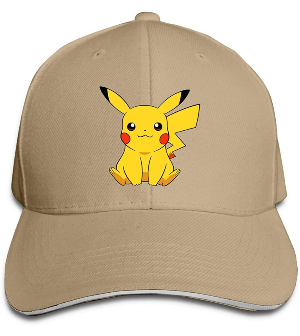 Baseball Caps Unisex Pikachu Anime Cotton Snapback Caps Dry and Crisp Cool TravelMid Crown Curved Bill Tennis Cap - Natural -...