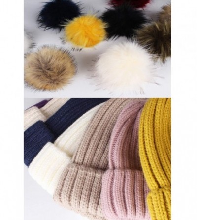 Skullies & Beanies Womens Winter Knitted Beanie Hat with Faux Fur Pom Warm Knit Skull Cap Beanie for Women - 23-grey - C9185U...