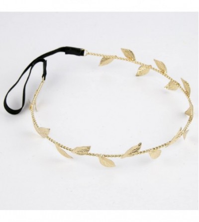 Headbands Metal Leaf Textured Woven Stretch Headband - CT129JUJBRB