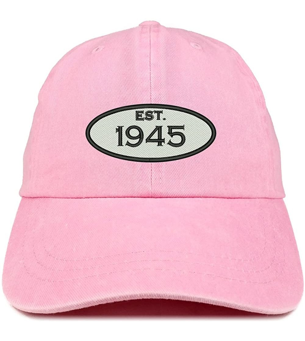 Baseball Caps Established 1945 Embroidered 75th Birthday Gift Pigment Dyed Washed Cotton Cap - Pink - C7180NESNN3