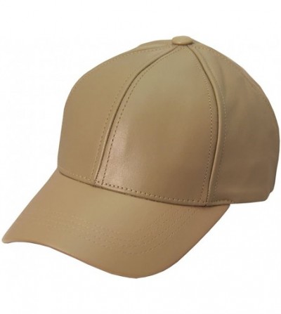 Baseball Caps Genuine Leather Baseball Cap Hat Made in The USA (Khaki) - CU119TIUUNX
