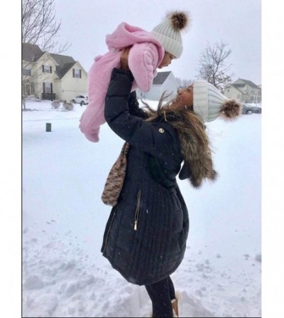 Skullies & Beanies 2PCS Mother&Baby Hat Parent-Child Hat Family Matching Cap Winter Warmer Knit Wool Beanie Ski Cap - Blk - C...