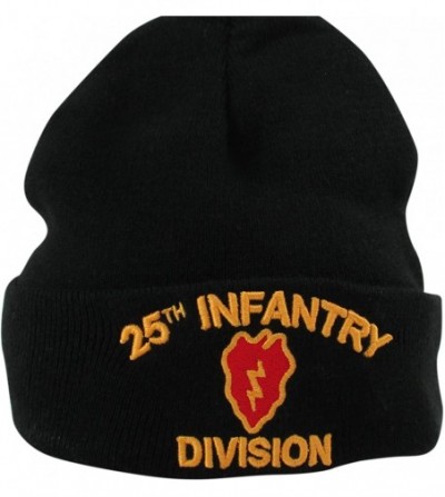 Baseball Caps US Army 25th Infantry Division 100% Acrylic Cuffed Beanie Stocking Cap- Black - CX11RKEQ929