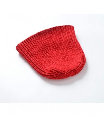 Skullies & Beanies Women Men Skull Hat Winter Cuff Beanie Soft Warm Knit Cap Watch Hat - Red - CQ18ZIA25YR