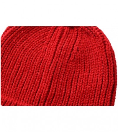 Skullies & Beanies Women Men Skull Hat Winter Cuff Beanie Soft Warm Knit Cap Watch Hat - Red - CQ18ZIA25YR